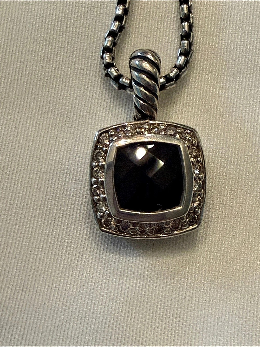 David Yurman Albion Pendant with Black Onyx and Diamonds Pendant Necklace Silver